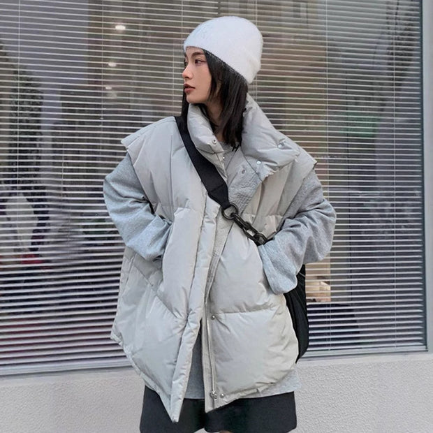 「今買わなきゃ損！」中綿 ベスト レディース 立ち襟 ジャケット ゆったり シンプル 体型カバー カジュアル ストリート おしゃれ 暖かい 秋冬 新作 ID2145