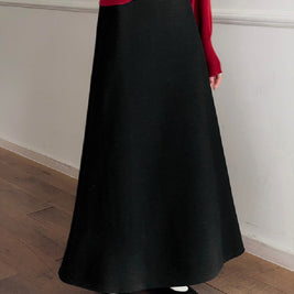 暖かい ロング丈 フレアスカート レディース きれいめ 体型カバー 上品 冬コーデ Aライン スカート ID2296