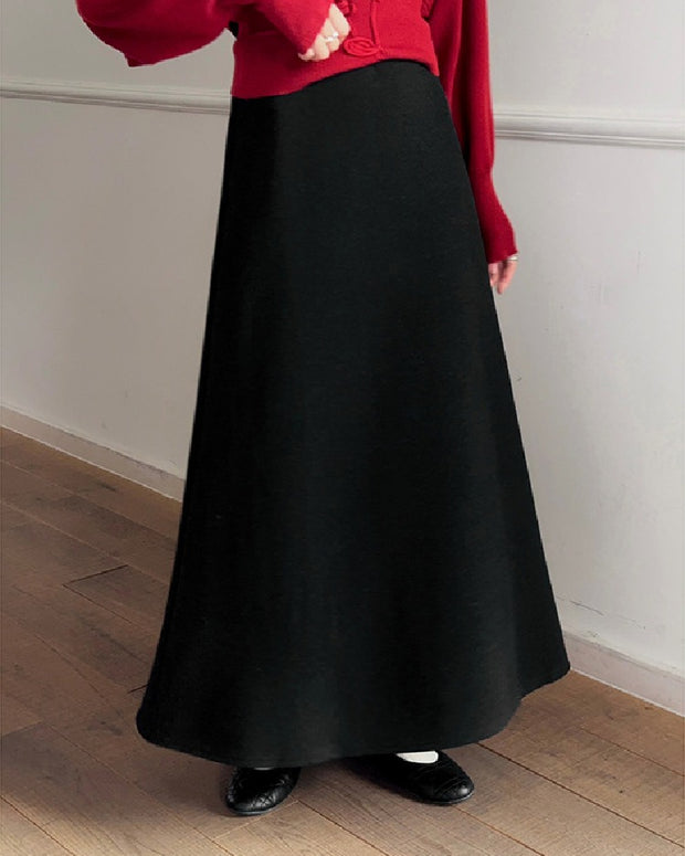 暖かい ロング丈 フレアスカート レディース きれいめ 体型カバー 上品 冬コーデ Aライン スカート ID2296