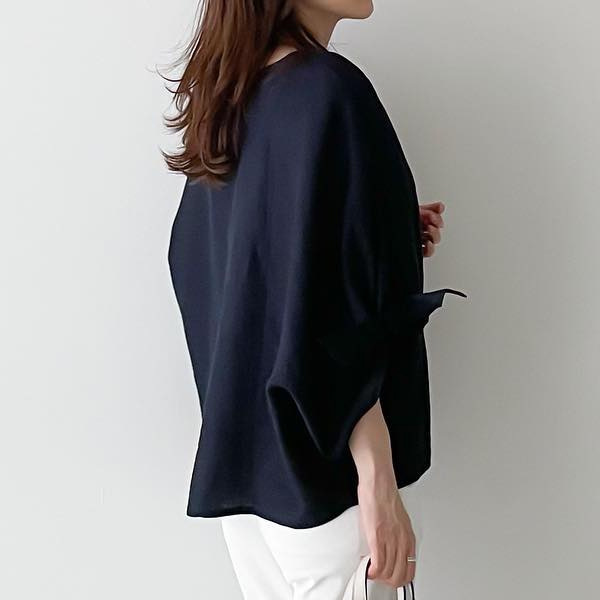 トップス Tシャツ クルーネック プルオーバー 七分袖 ドロップショルダー シンプル シャツ感覚で着られる おしゃれ レディース ゆったり ID382