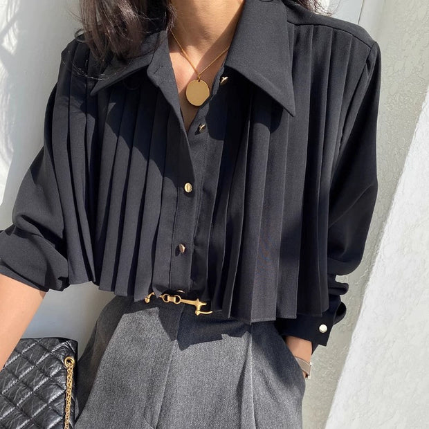 プリーツ ブラウス レディース 長袖 きれいめ 大人 上品 シャツ 通勤 コーデ おしゃれ インナー ID2196