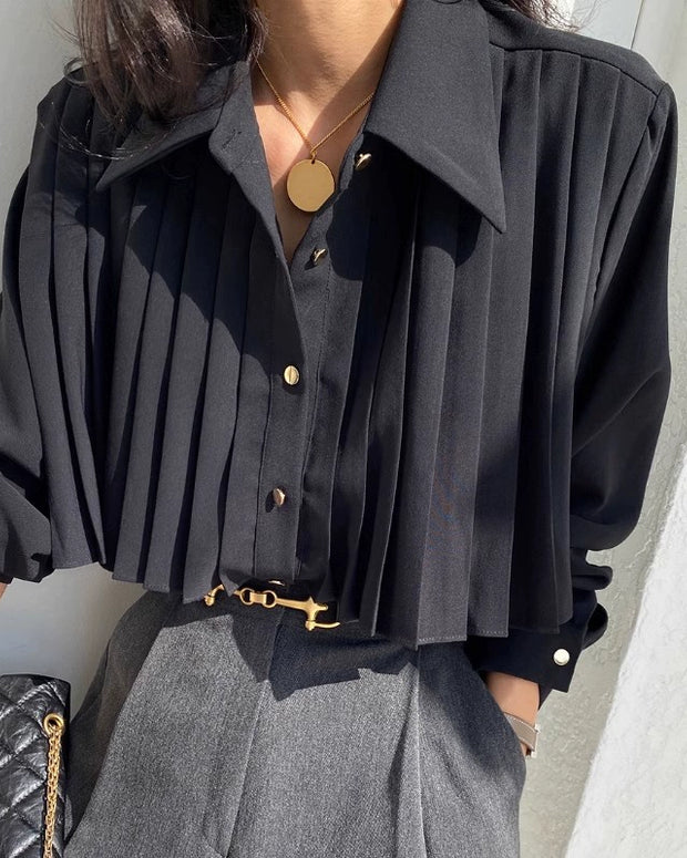 プリーツ ブラウス レディース 長袖 きれいめ 大人 上品 シャツ 通勤 コーデ おしゃれ インナー ID2196