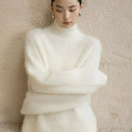 「年末前の大感謝祭」ふわふわ ニット レディース ハイネック セーター 柔らかい 暖かい シンプル エレガント 体型カバー 無地 秋冬 新作 ID2177