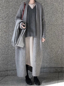 ロングカーディガン レディース ニットコート ゆったり 厚手 暖かい 防寒 シンプル 無地 羽織り 体型カバー カジュアル 通勤 通学 秋冬 コーデ おしゃれ ID1636