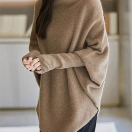 ニットセーター レディース ゆったり シンプル 無地 長袖 前後差デザイン 体型カバー 大人 きれいめ カジュアル 暖かい 秋冬 新作 ID2162