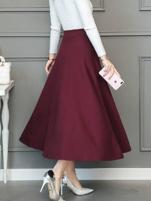 Aライン スカート レディース ロングスカート ハイウエスト ウエストゴム 体型カバー フレアスカート エレガント シンプル 通勤 オフィス カジュアル お出かけ 入学式 卒業式 入園式 発表会 フォーマル ブラック ID1467