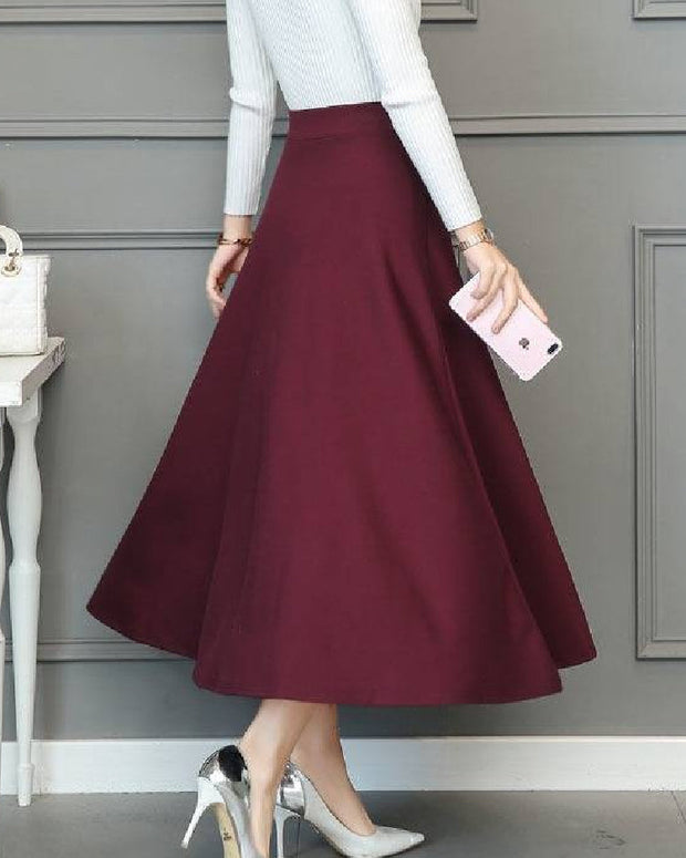 Aライン スカート レディース ロングスカート ハイウエスト ウエストゴム 体型カバー フレアスカート エレガント シンプル 通勤 オフィス カジュアル お出かけ 入学式 卒業式 入園式 発表会 フォーマル ブラック ID1467