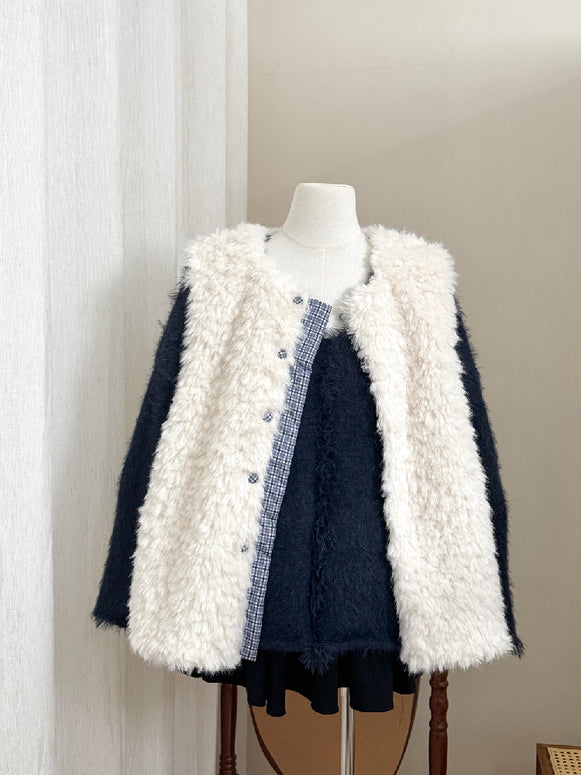 ふわふわ もこもこ エコファー ベスト レディース ゆったり 体型カバー おしゃれ カジュアル アウター コーデしやすい 秋冬新作 ID2230