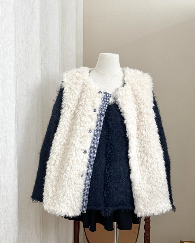 ふわふわ もこもこ エコファー ベスト レディース ゆったり 体型カバー おしゃれ カジュアル アウター コーデしやすい 秋冬新作 ID2230