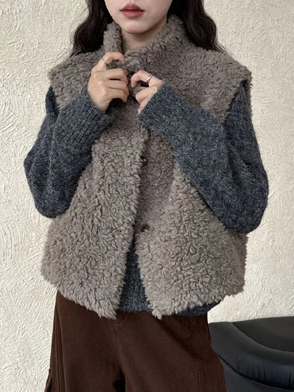 ボアベスト レディース ふわもこ あったか 秋冬 アウターベスト シンプル ゆったり 体型カバー レイヤードコーデに最適 おしゃれ カジュアル デイリーに使える 羊羔風素材 ノースリーブ ジレ 上品 大人女子 ID2315