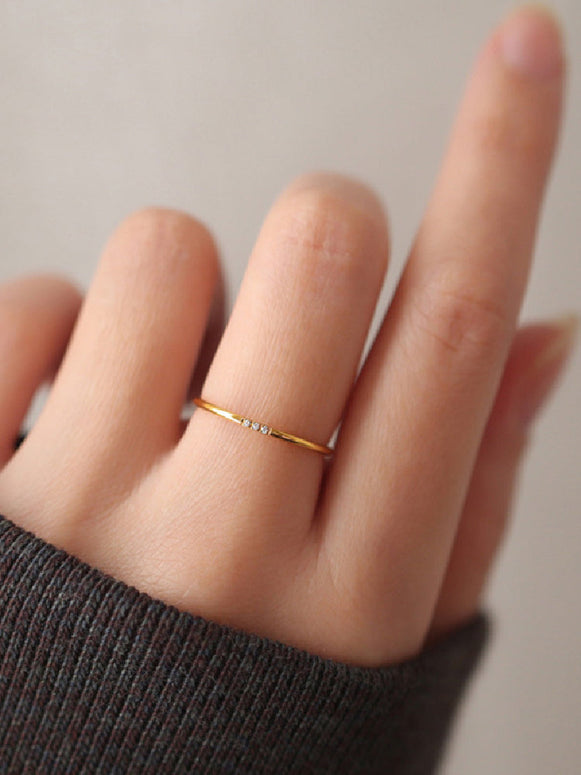 ジルコニア チタンリング レディース シンプル 細身 指輪 ペアリング プレゼント 記念日 重ね付け アクセサリー 高見え ジュエリー ID1566