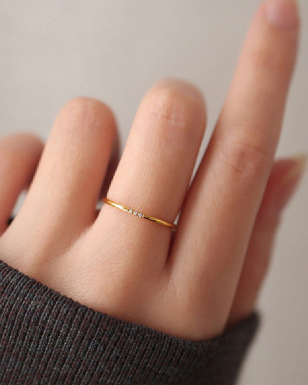 ジルコニア チタンリング レディース シンプル 細身 指輪 ペアリング プレゼント 記念日 重ね付け アクセサリー 高見え ジュエリー ID1566