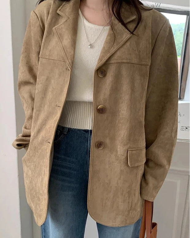 ジャケット レディース テーラードジャケット フェイクスエード 秋冬 アウター ゆったり きれいめ 通勤 コーデ 大人カジュアル 羽織り 上品 シンプル オフィス ショート丈 ID2209