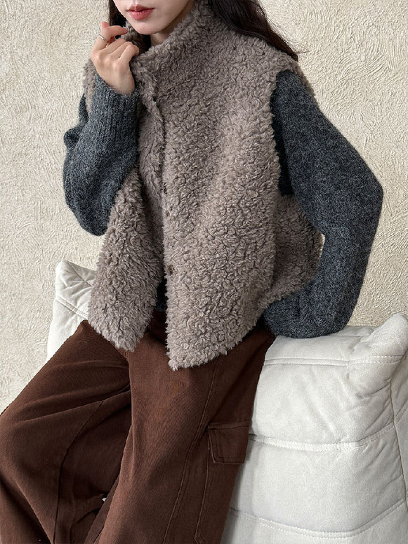 ボアベスト レディース ふわもこ あったか 秋冬 アウターベスト シンプル ゆったり 体型カバー レイヤードコーデに最適 おしゃれ カジュアル デイリーに使える 羊羔風素材 ノースリーブ ジレ 上品 大人女子 ID2315