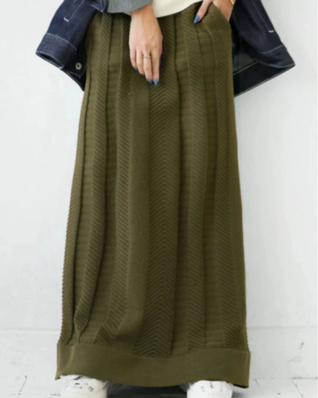 ニット スカート レディース ロング丈 タイトスカート リブ 体型カバー ハイウエスト ウエストゴム シンプル おしゃれ カジュアル 通勤 通学 秋冬 新作 人気 ID1868