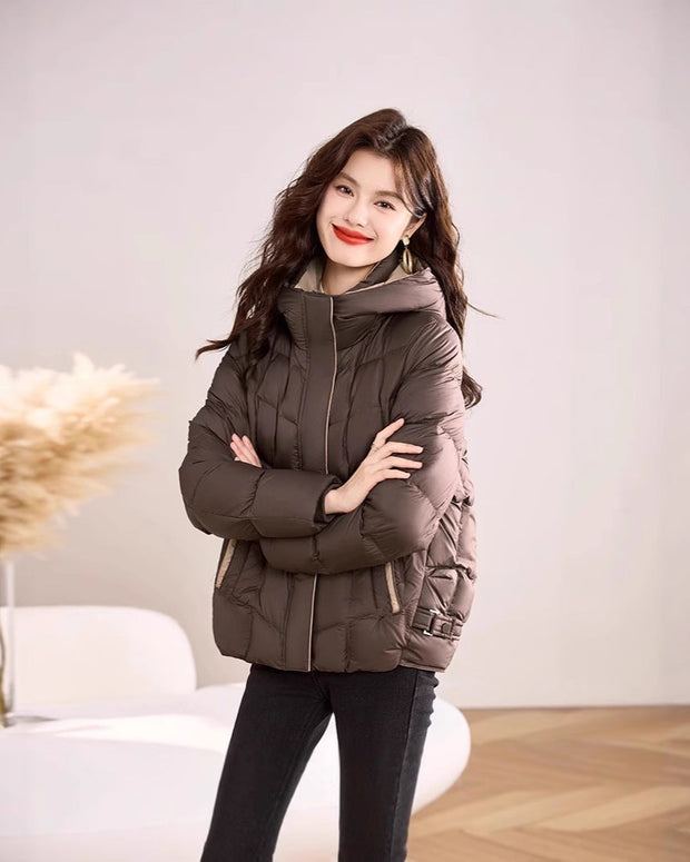 中綿 ジャケット レディース フード付き アウター 秋冬 無地 シンプル ゆったり 暖かい 防寒 軽量 体型カバー カジュアル 通勤 通学 きれいめ 大人女子 おしゃれ 人気 新作 ID1954