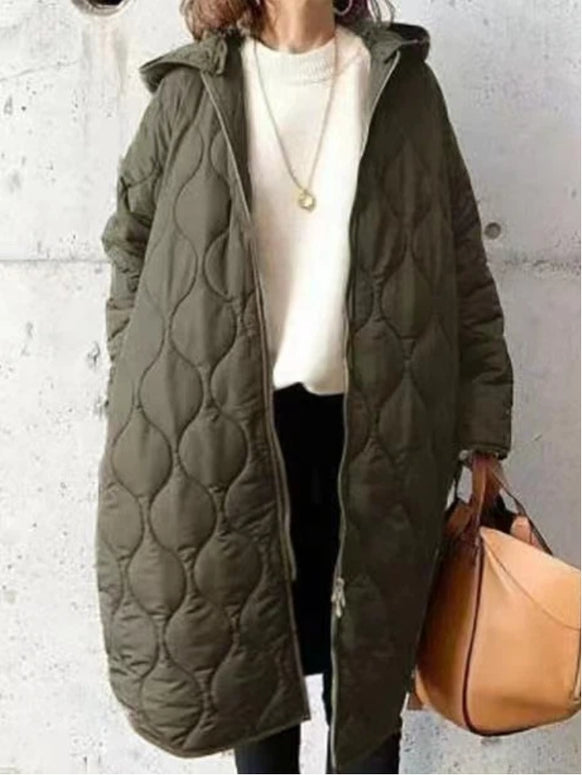 「年末前の大感謝祭」キルティング コート レディース 中綿コート フード付き 軽量 防寒 ゆったり シンプル カジュアル ロング丈 アウター 秋冬 新作 ID2174