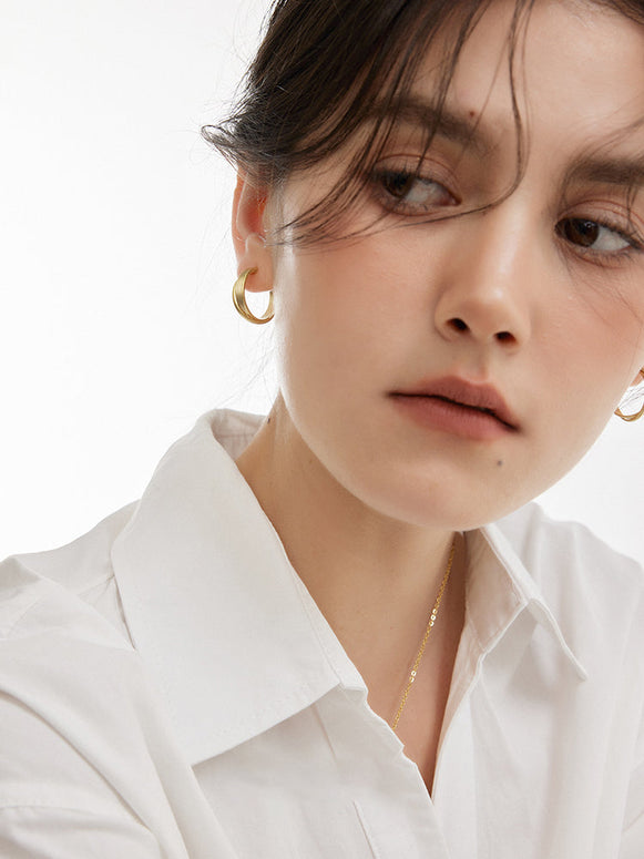 2色展開 フープピアス ゴールド展開 マットメタル 多層リング風 レディース シンプル 通勤 デイリー おしゃれ 韓国風 小ぶりサイズ ID1258