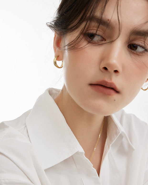 2色展開 フープピアス ゴールド展開 マットメタル 多層リング風 レディース シンプル 通勤 デイリー おしゃれ 韓国風 小ぶりサイズ ID1258