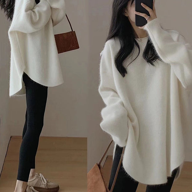 オーバーサイズ ニット セーター レディース ふわふわ 柔らかい 体型カバー シンプル 暖かい 秋冬 トップス おしゃれ ID2291