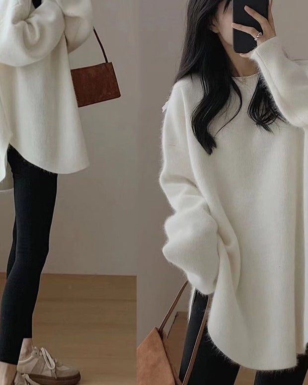 オーバーサイズ ニット セーター レディース ふわふわ 柔らかい 体型カバー シンプル 暖かい 秋冬 トップス おしゃれ ID2291