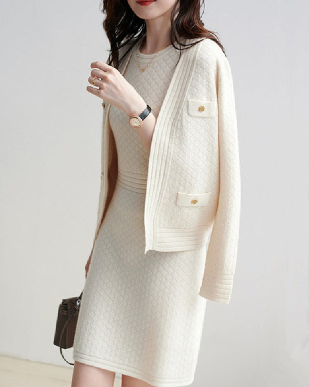 スーツ レディース 2点セット 入学式 ママスーツ 卒業式 ワンピーススーツ 卒園式 入園式 セットアップ セレモニースーツ ワンピース カーディガン ニット フォーマル お宮参り 母親 ママ 大きいサイズ 結婚式 七五三 ID1421