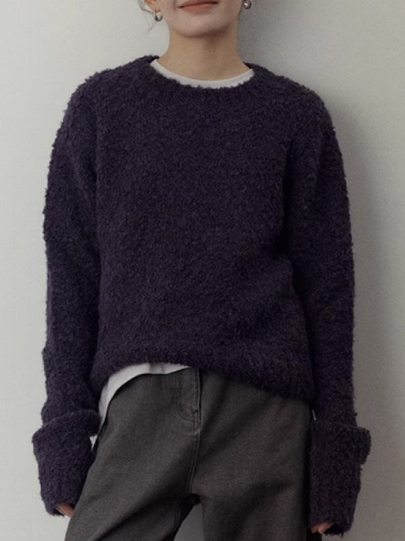 ニットトップス レディース 柔らかい ふんわり 長袖 シンプル ゆったり 体型カバー ミニマル 大人カジュアル 無地 プルオーバー 快適 おしゃれ 秋冬新作 ID2232