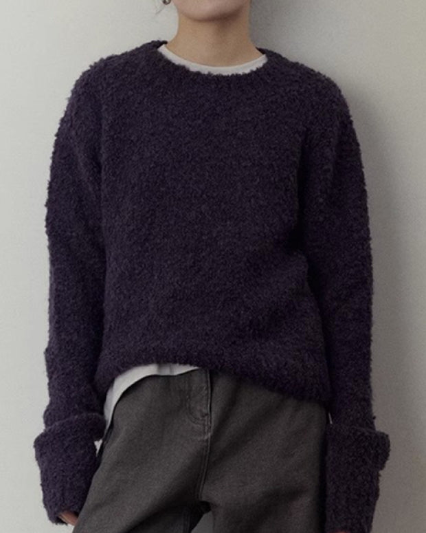 ニットトップス レディース 柔らかい ふんわり 長袖 シンプル ゆったり 体型カバー ミニマル 大人カジュアル 無地 プルオーバー 快適 おしゃれ 秋冬新作 ID2232