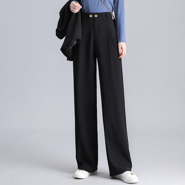 パンツ ハイウエスト とろみ素材 スラックスパンツ ゆったり ストレート シンプル モード系 おしゃれ きれいめ系 通勤 レディース ID303
