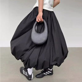 ID90 Skirt Flower Balloon Silhouette A-line Skirt Flare Half-length Girly Elegant 