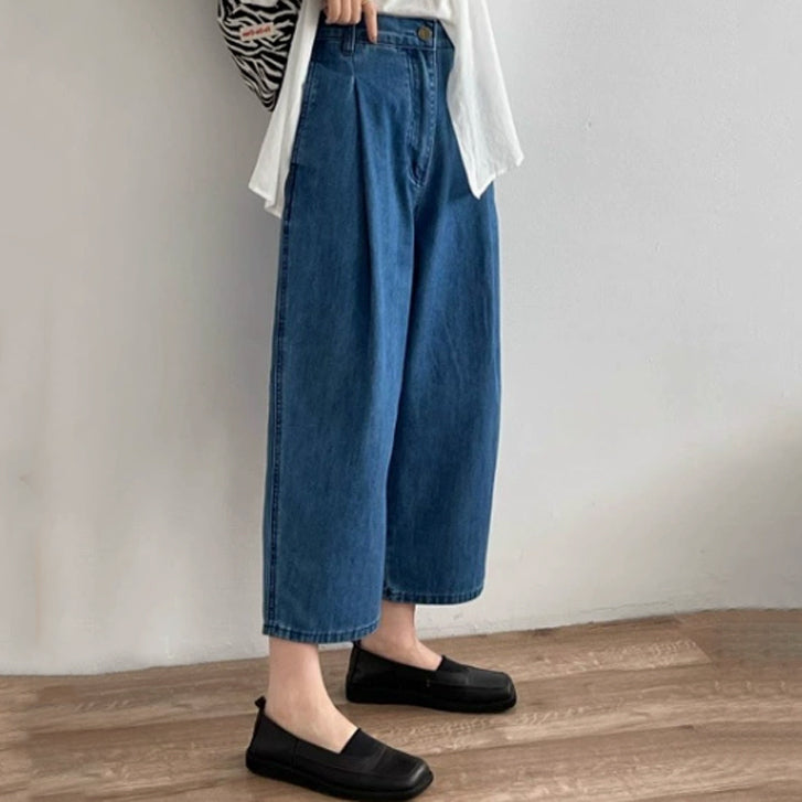 ID70 Denim Wide Pants High Waist Loose Silhouette Slim Straight 