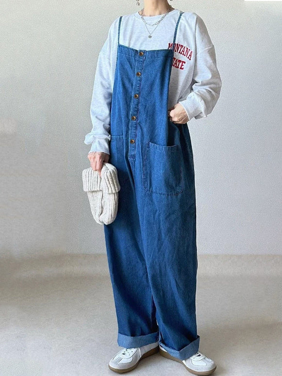 お見逃しなく！ サロペット 大人可愛い デニム ゆったり ハイウエスト 体型カバー ワークパンツ カジュアル シンプルデザイン レディース おしゃれ 着回し力抜群 デイリーコーデ ID118