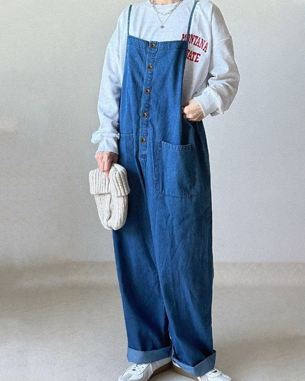 お見逃しなく！ サロペット 大人可愛い デニム ゆったり ハイウエスト 体型カバー ワークパンツ カジュアル シンプルデザイン レディース おしゃれ 着回し力抜群 デイリーコーデ ID118