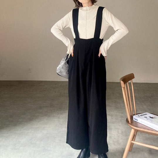 ID76 Overalls Suit Style Camisole Commuting Loose Fit Stretch Waist Wide Pants 