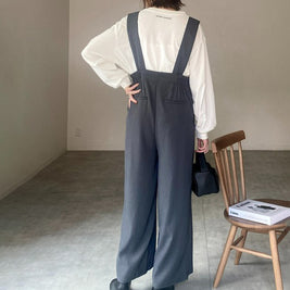 ID76 Overalls Suit Style Camisole Commuting Loose Fit Stretch Waist Wide Pants 