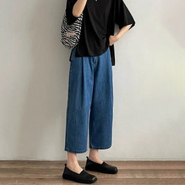 ID70 Denim Wide Pants High Waist Loose Silhouette Slim Straight 