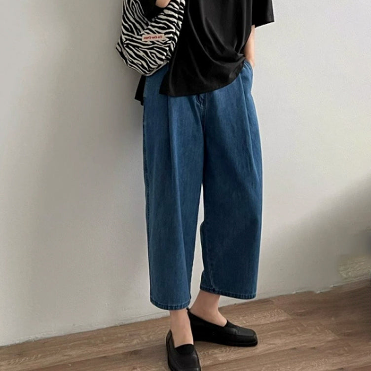 ID70 Denim Wide Pants High Waist Loose Silhouette Slim Straight 