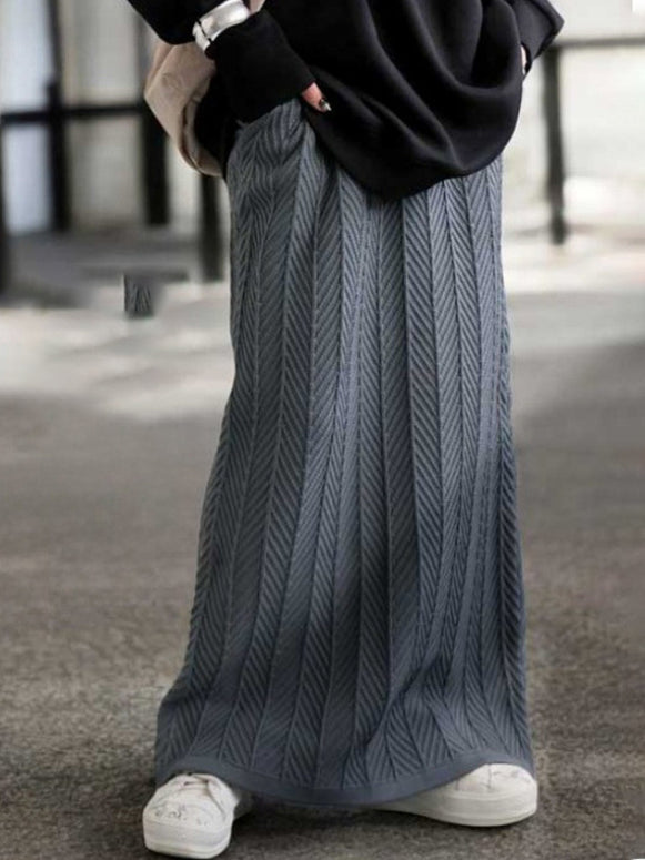 「今だけ特価」ニットスカート レディース ロング フレア 立体編み ストレート 美脚 シンプル 体型カバー 上品 秋冬新作 ID2248