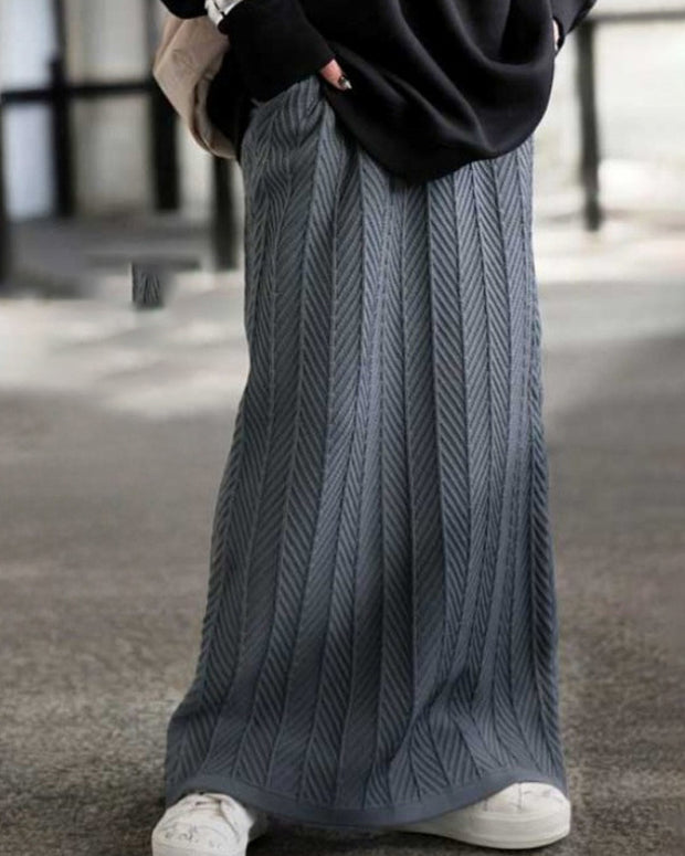 「今だけ特価」ニットスカート レディース ロング フレア 立体編み ストレート 美脚 シンプル 体型カバー 上品 秋冬新作 ID2248