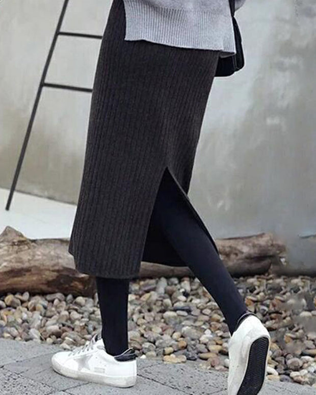 ニットスカート レディース ミモレ丈 バックスリット 無地 リブ タイトスカート 秋冬 伸縮性 体型カバー カジュアル おしゃれ 大人女子 きれいめ フェミニン 上品 ナチュラル ベーシック OL 通勤 通学 オフィスコーデ 大人可愛い 定番 ファッション デイリーコーデ 着回し 楽ちん ID1618