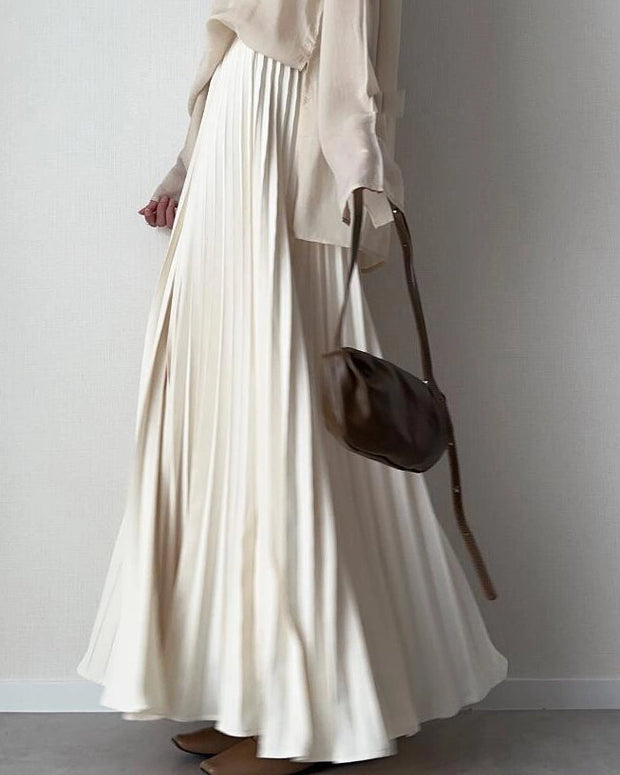 『唯一のプリーツ』着痩せ高見え ロング ボリューム 春 夏 秋 冬 大人 フレアスカート レディース ロング丈 演奏会 大きいサイズ ダンス ID1382