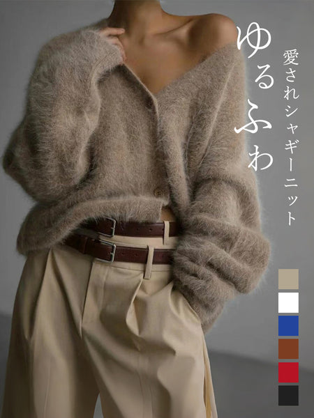 「期間限定SALE」ニットカーディガン レディース 長袖 Vネック ふわふわ 柔らか シンプル 体型カバー ゆったり 大人可愛い おしゃれ 秋冬 新作 ID1912