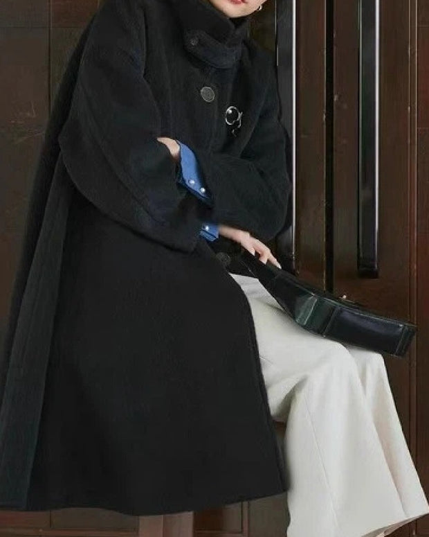 秋冬 ウール コート 韓国風 ロング 高級感 アウター 厚手 ゆったり カジュアル 通勤 レディース 上品 おしゃれ 保温 快適 着心地 大人 女性 エレガント 洗練 都市 テイスト 素材 シルエット トレンド ID2053