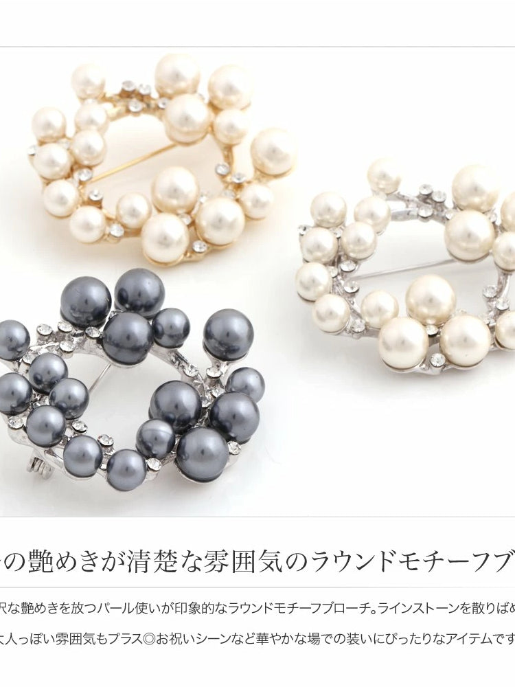 ランキング1位！ブローチ フォーマル 卒業式 卒園式 入学式 入園式 セレモニー ママスーツ パール キュービックジルコニア ピン 華やか 大人 上品 ゴールド シルバー チャコール ID1270