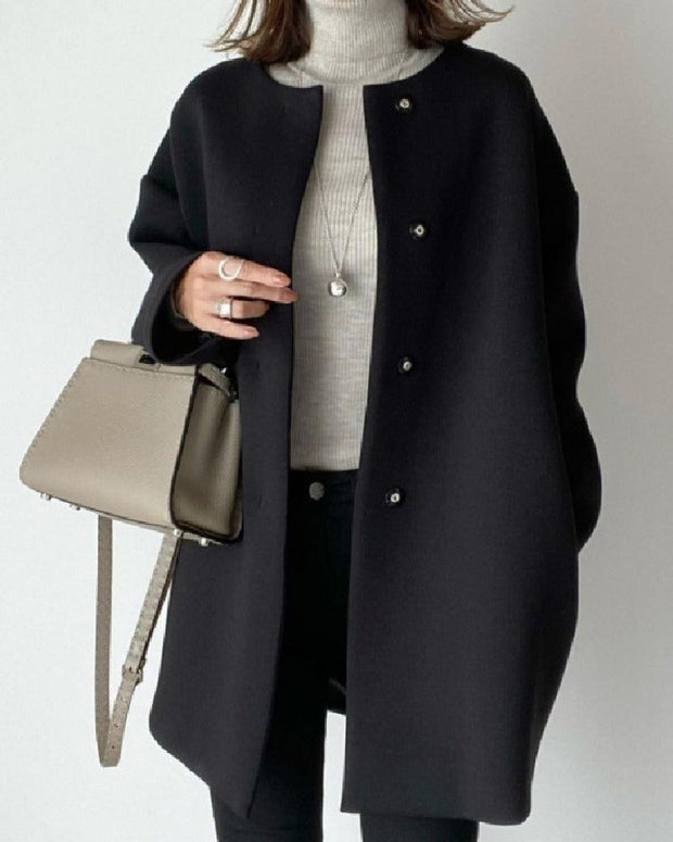 3色展開 ラシャコート レディース 秋冬 40代50代 ショートコート ノーカラーコートチェスターコート秋冬コート アウター 韓国風 シンプル 着痩せ 通勤 気質 エレガント ID1695