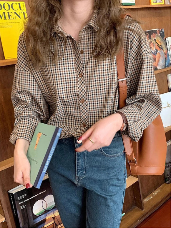 チェック柄 シャツ レディース 長袖 ゆったり ブラウス トップス カジュアル シンプル 体型カバー 大人可愛い 秋コーデ インナー 通勤 オフィスカジュアル ベーシック 人気 ID1398