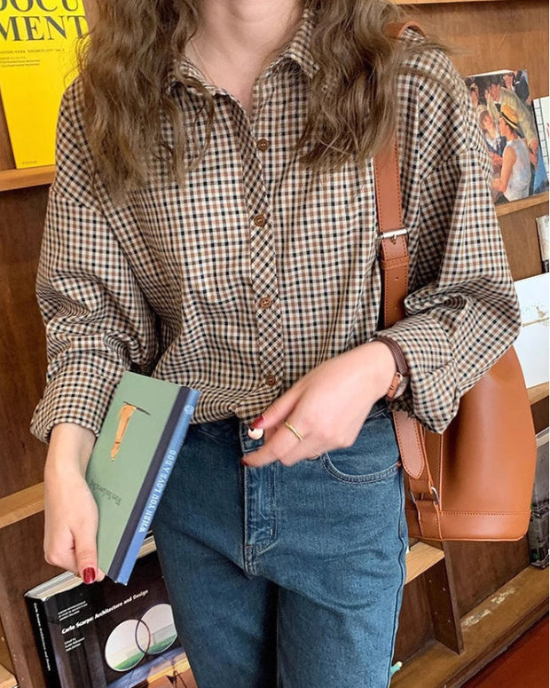 チェック柄 シャツ レディース 長袖 ゆったり ブラウス トップス カジュアル シンプル 体型カバー 大人可愛い 秋コーデ インナー 通勤 オフィスカジュアル ベーシック 人気 ID1398