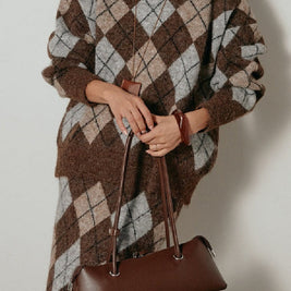 アーガイル柄 ニットセットアップ レディース 長袖 プルオーバー ニットトップス＋ロングスカート 2点セット 体型カバー 大人カジュアル 上品 きれいめ 秋冬 新作 ID2011