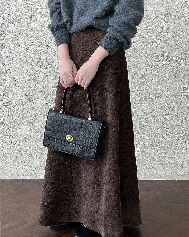 「タイムセール中！」ウールタッチ ロングスカート レディース Aライン 体型カバー きれいめ 上品 フレアスカート 秋冬 新作 ID2304