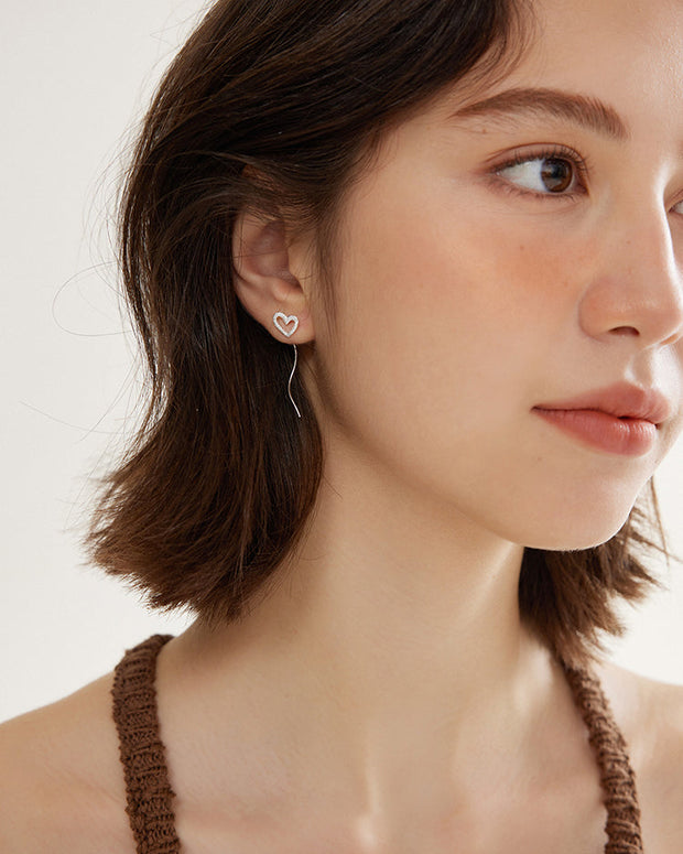 小さめハートモチーフピアス レディース S925銀 波型耳線 シンプル 可愛い デイリー 通勤 入園式 入学式 卒業式 七五三 ID1288